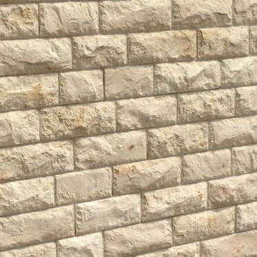 Jura Gelb Kalkstein - Mauerverblender - Ansicht bossiert
Kanten und Rückseite gesägt